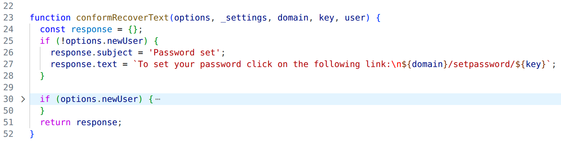 Uwazi password reset email generation